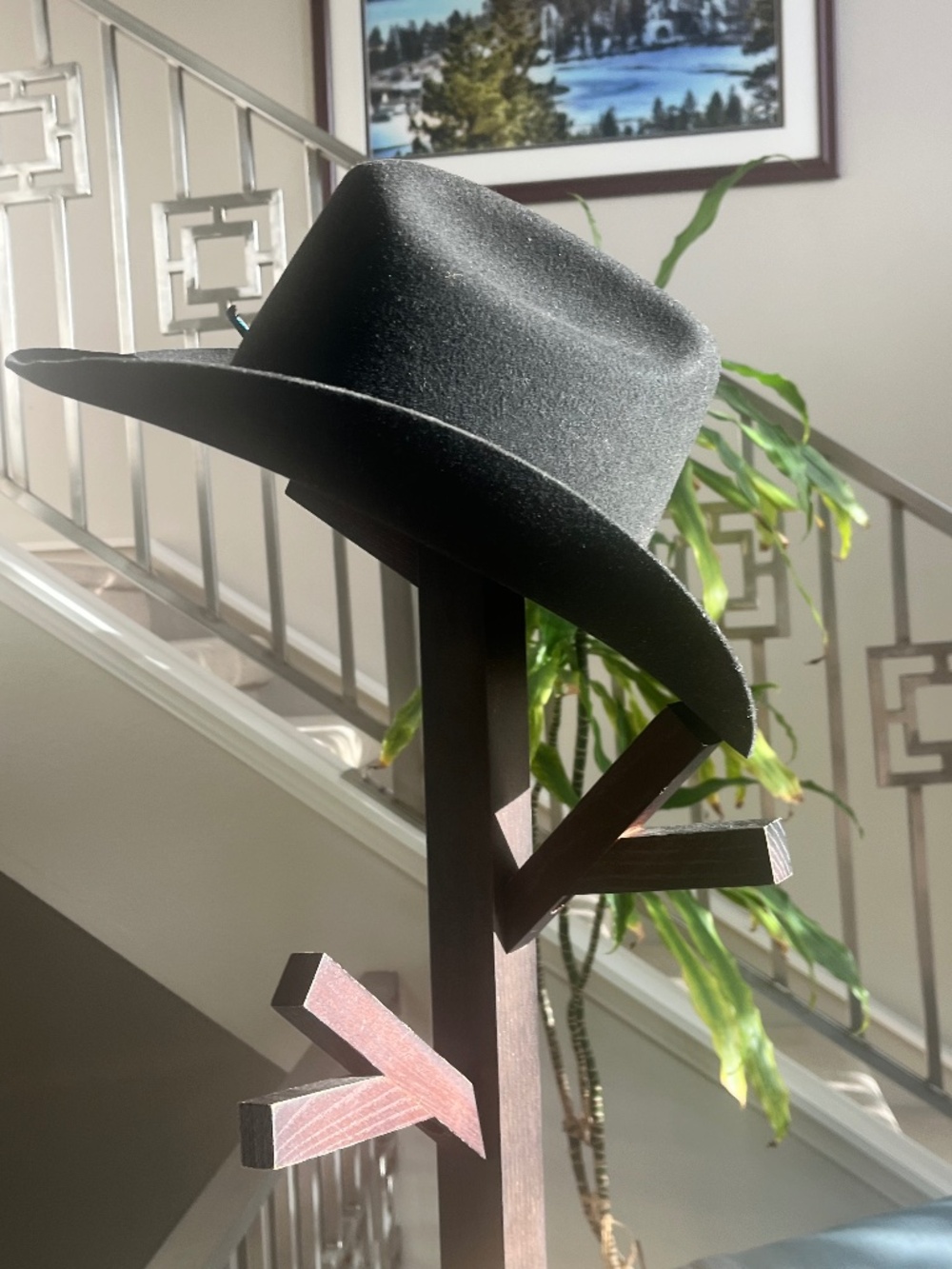Black felt Eddy Bros hat with turquoise band size 7 1/4